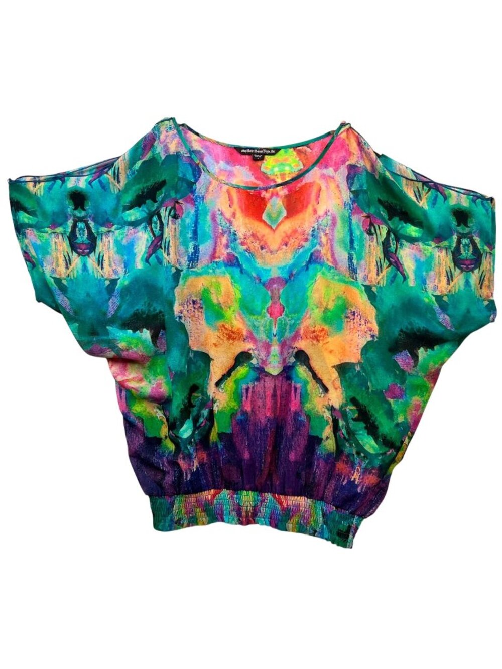 Mushka By Sienna Rose Women's Loose Fit Tunic Top Short Sleeve L Multi Abstract